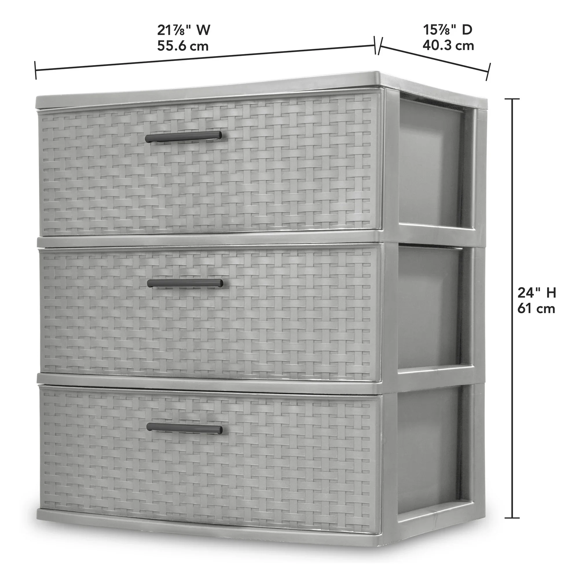 3 Drawer Weave Tower Cement | Plastic Storage Organizer - Image 2