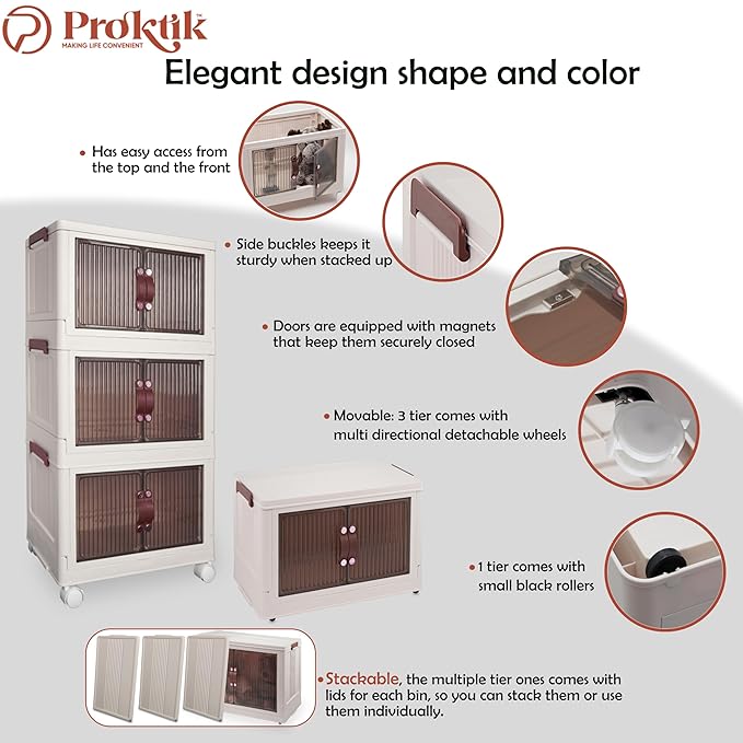 3 Layer Foldable Storage Cabinet 95QT Proktik - Image 5