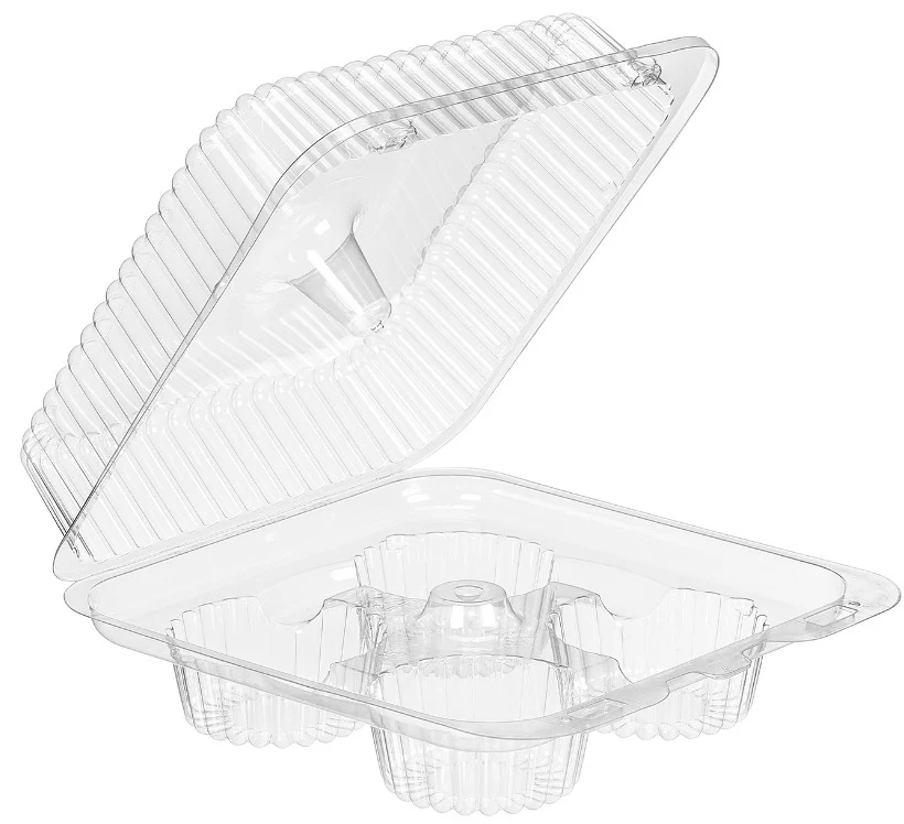 4-Compartment Cupcake Hinge Container Inline