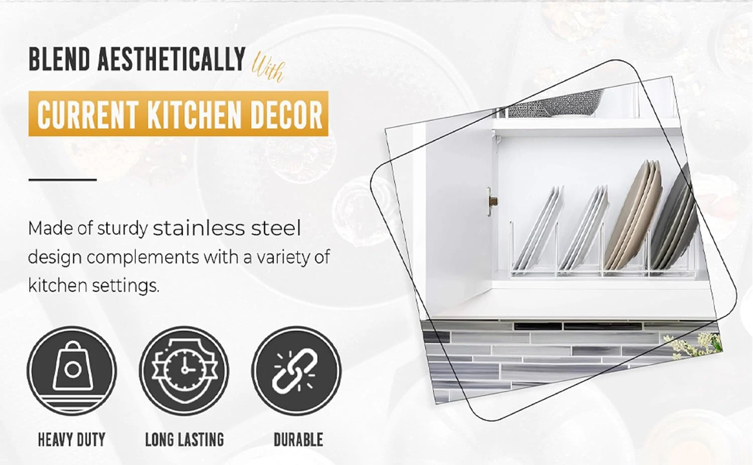 Plate Rack 4-Section | Dish Organizer | Grey | YBM Home - Image 2