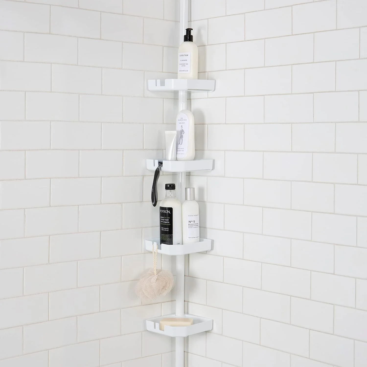 4 Tier White Corner Shower Organizer - Image 2