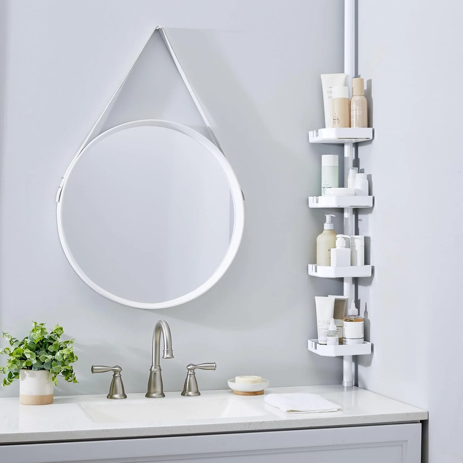 4 Tier White Corner Shower Organizer - Image 3