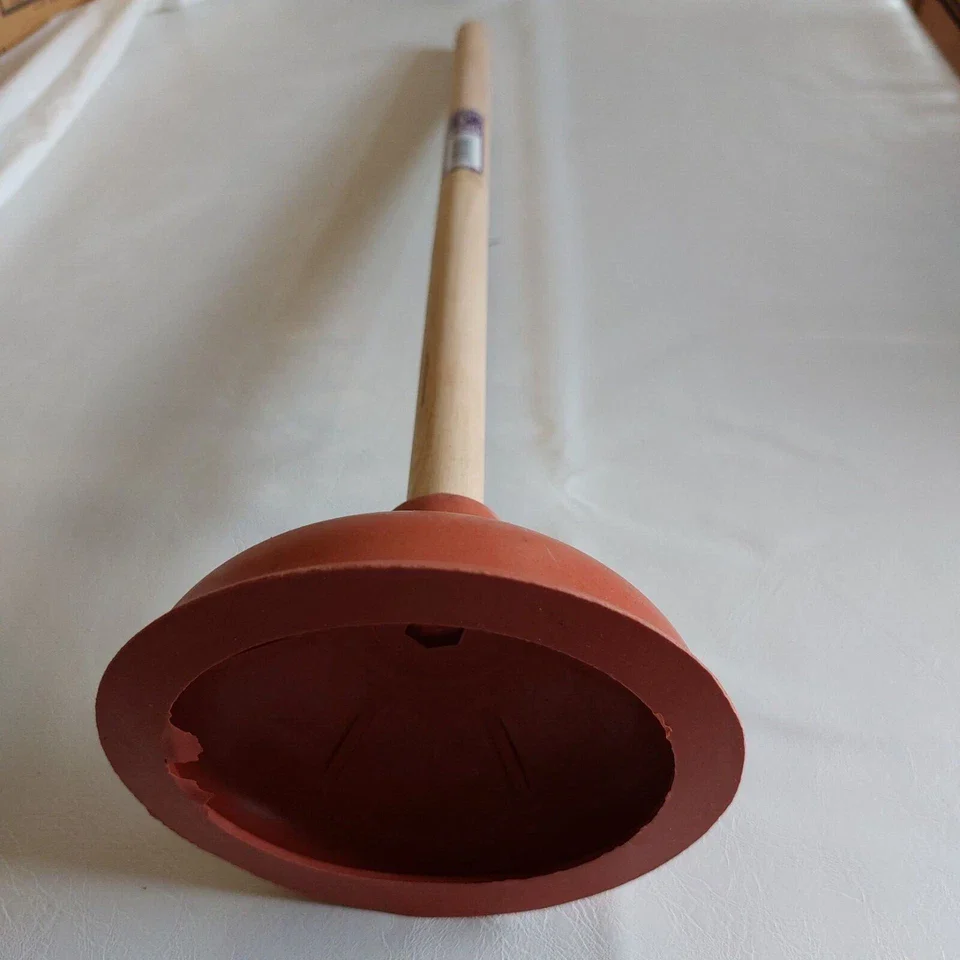 Red Plunger With Wooden Handle | 5" Rubber Cup | Aqua Plumb - Image 3