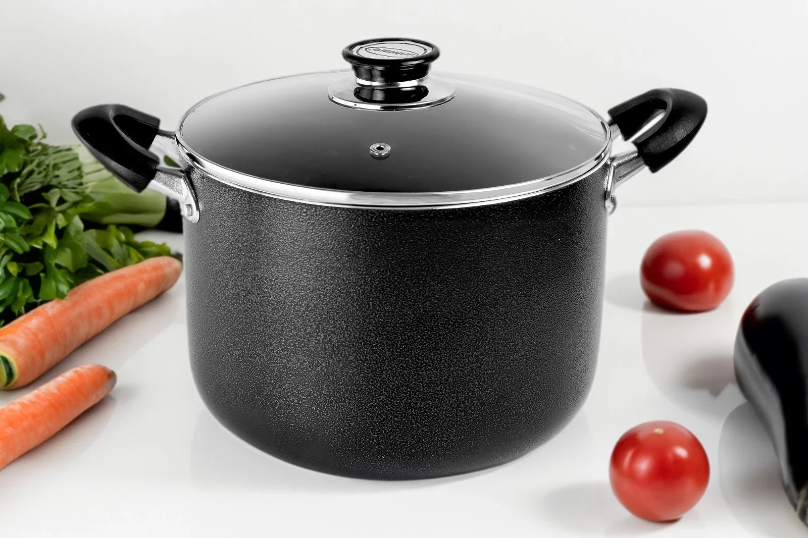 8QT Non-Stick Pfluon Coated Stock Pot w Glass Lid