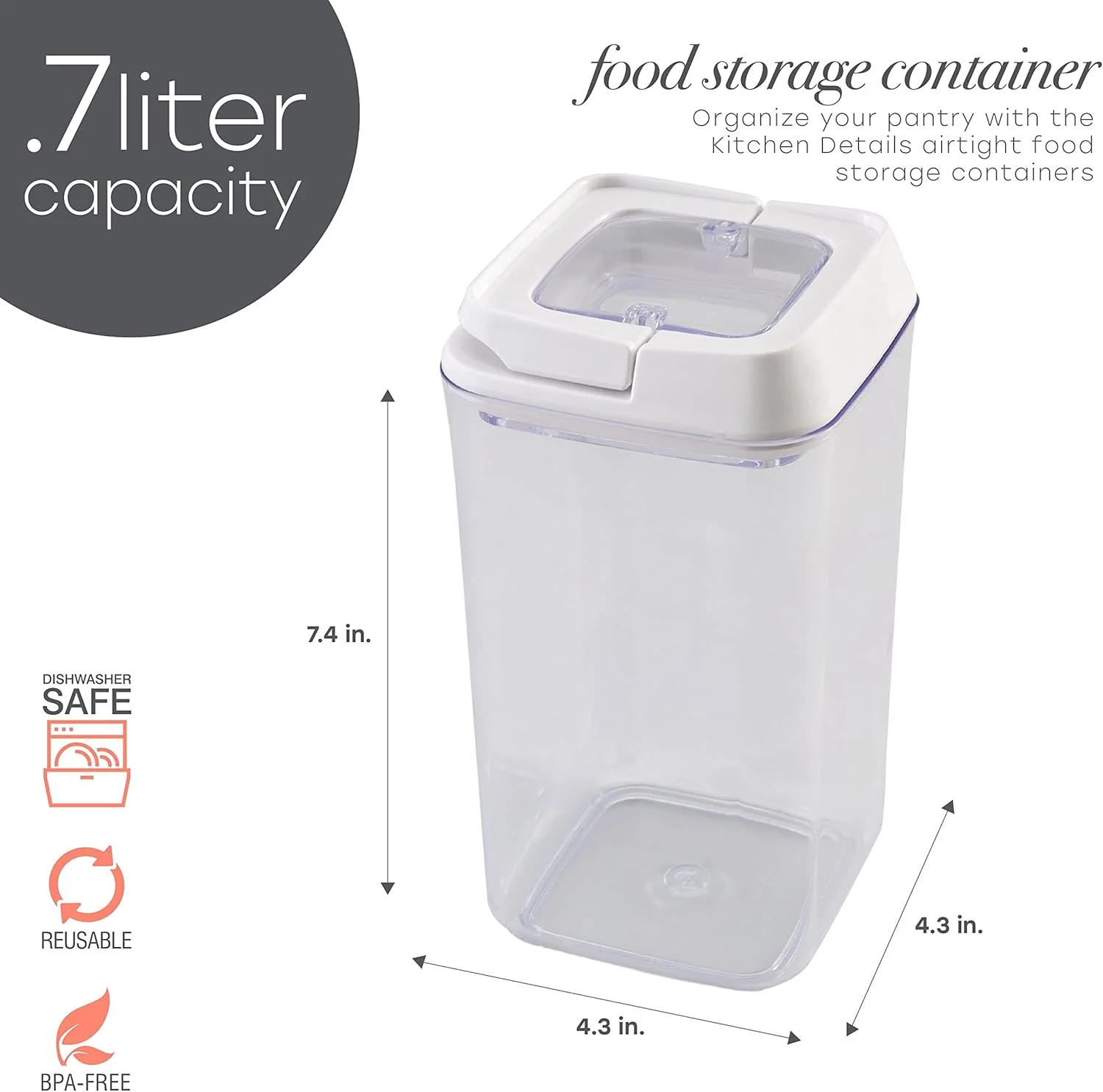 Airtight Food Container Stackable | 1.2 L | Clear plastic | Kitchen Details - Image 6