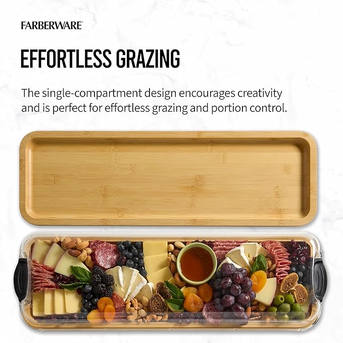 Farberware Bamboo Cutting Board with Lid | 11"x14" Tray - Image 2