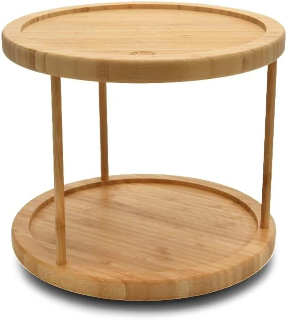 Bamboo Lazy Susan Turntable | 2 Tier | 10-Inch | YBM Home