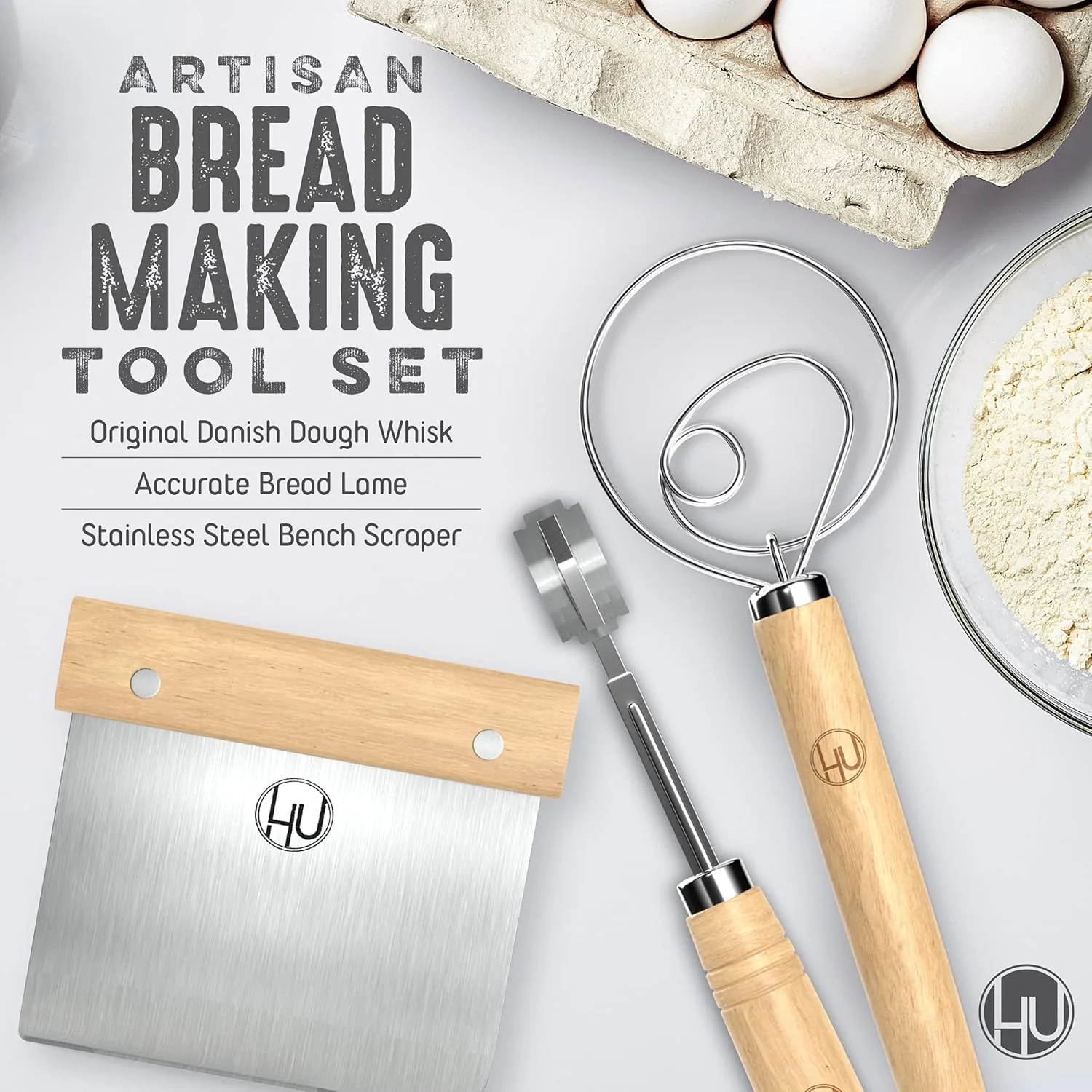 Bread Making Tools includes Danish Dough Whisk Bread Lame Bench Scraper - Image 3