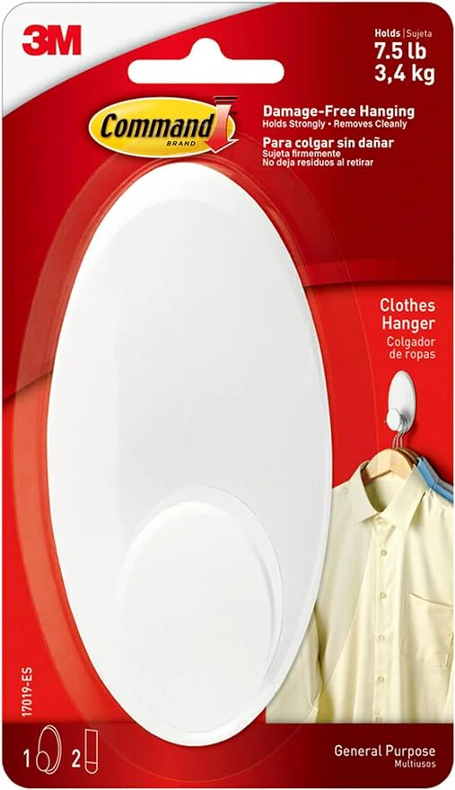 Clothes Hanger Hook | White | 7.5LB | Plastic | Command