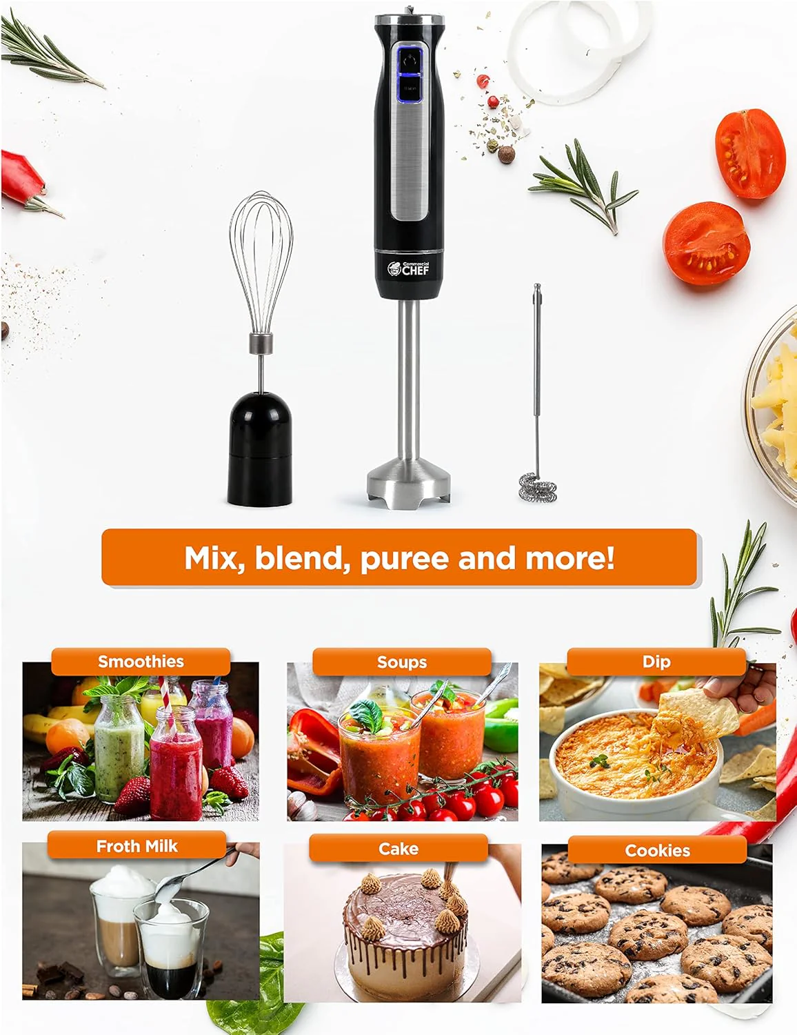 Commercial Chef Hand Blender SS 8 Speed - Image 2
