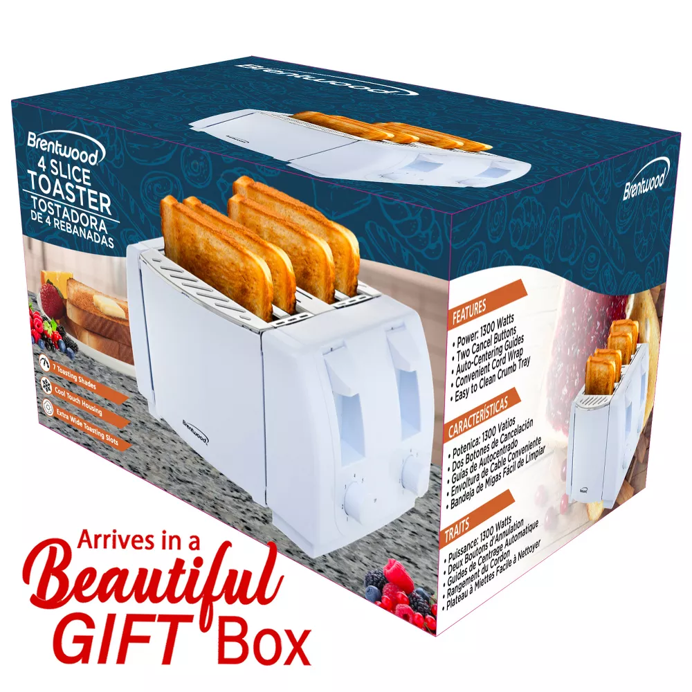 Cool Touch 4 Slice Toaster White Brentwood - Image 3