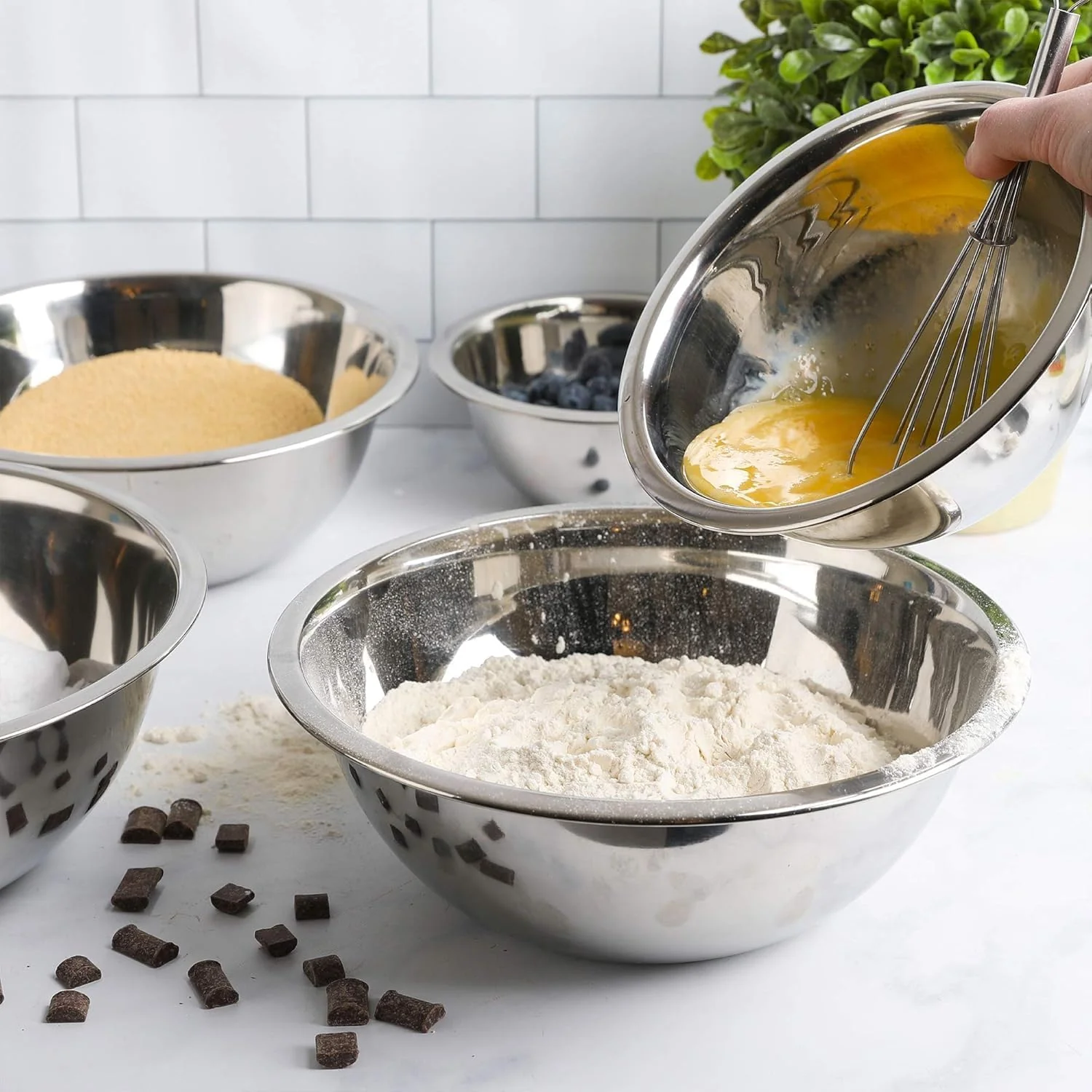 Deep Mixing Bowl | 16QT | Stainless Steel | Silver | YBM Home - Image 6