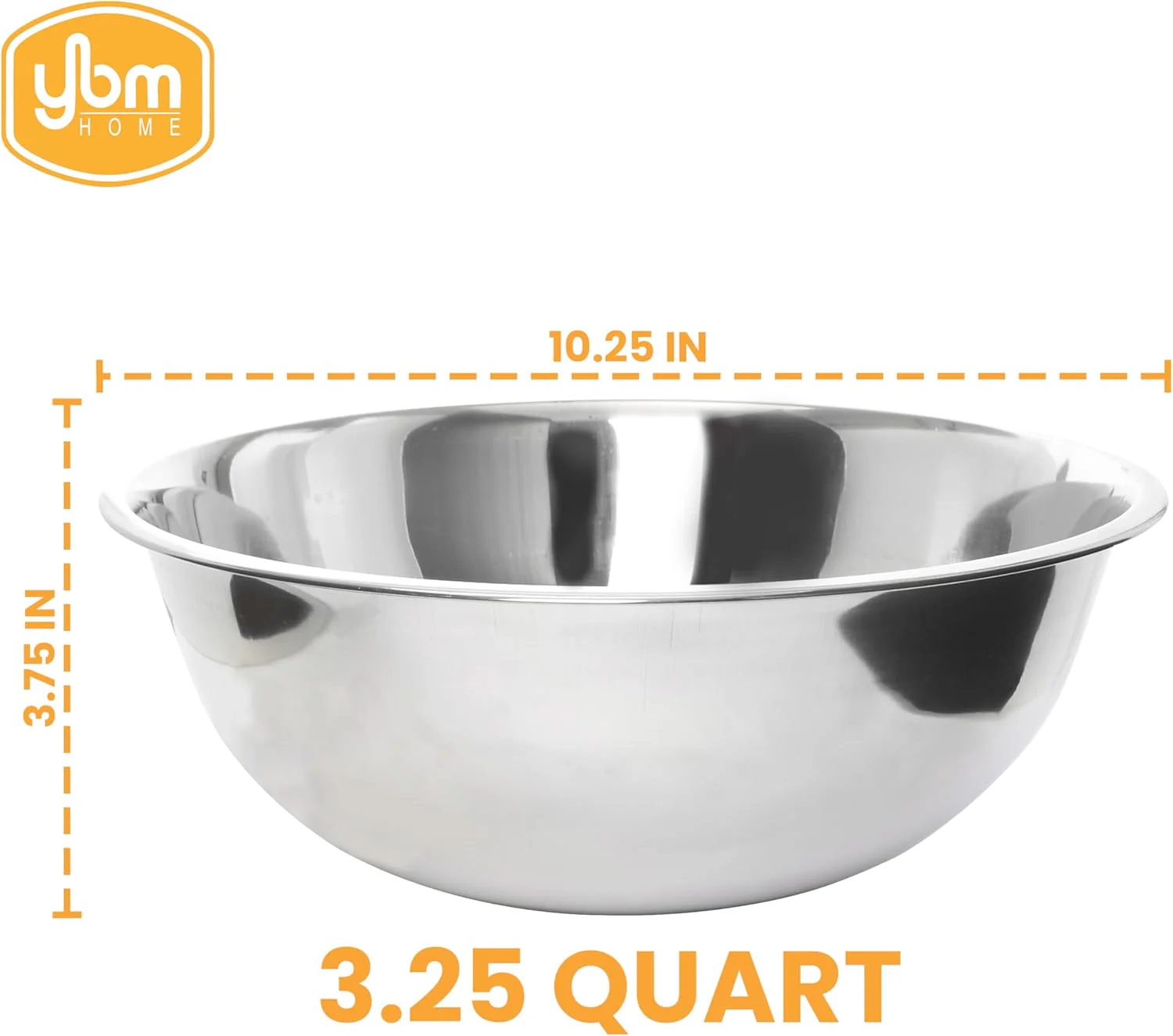 Deep Mixing Bowl | 3.25QT | Stainless Steel | Silver | YBM Home - Image 3