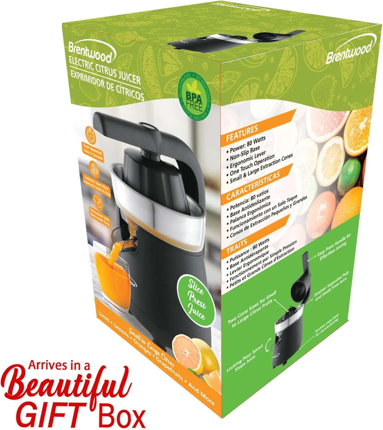 Electric Citrus Juicer Black Brentwood - Image 3