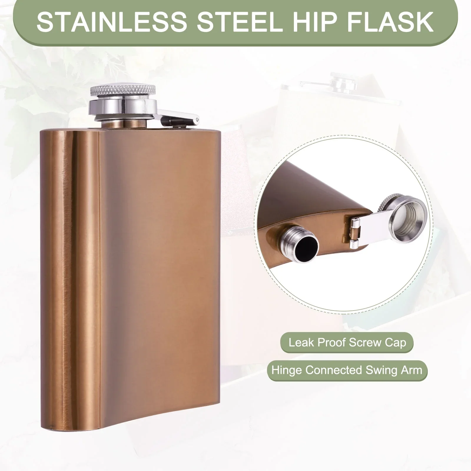 Stainless Steel Flask | Copper | ‎127 g | BarCraft - Image 3