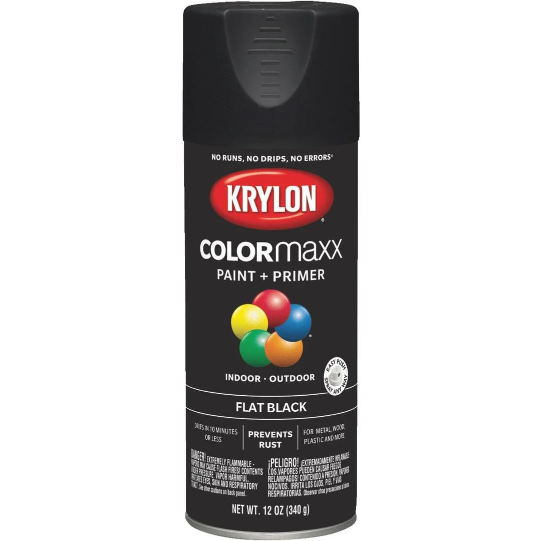 Krylon Flat Black Spray Paint & Primer 12oz