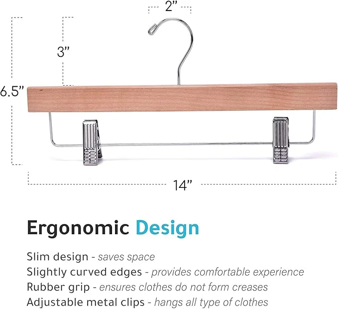 Flat Skirt Hangers Natural Chrome Hook 5PK - Image 2