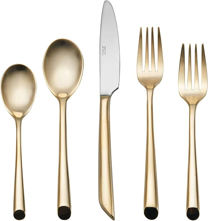 Gold Flatware Set 20pc | Satin Wave Finish | Towle Living - Image 4