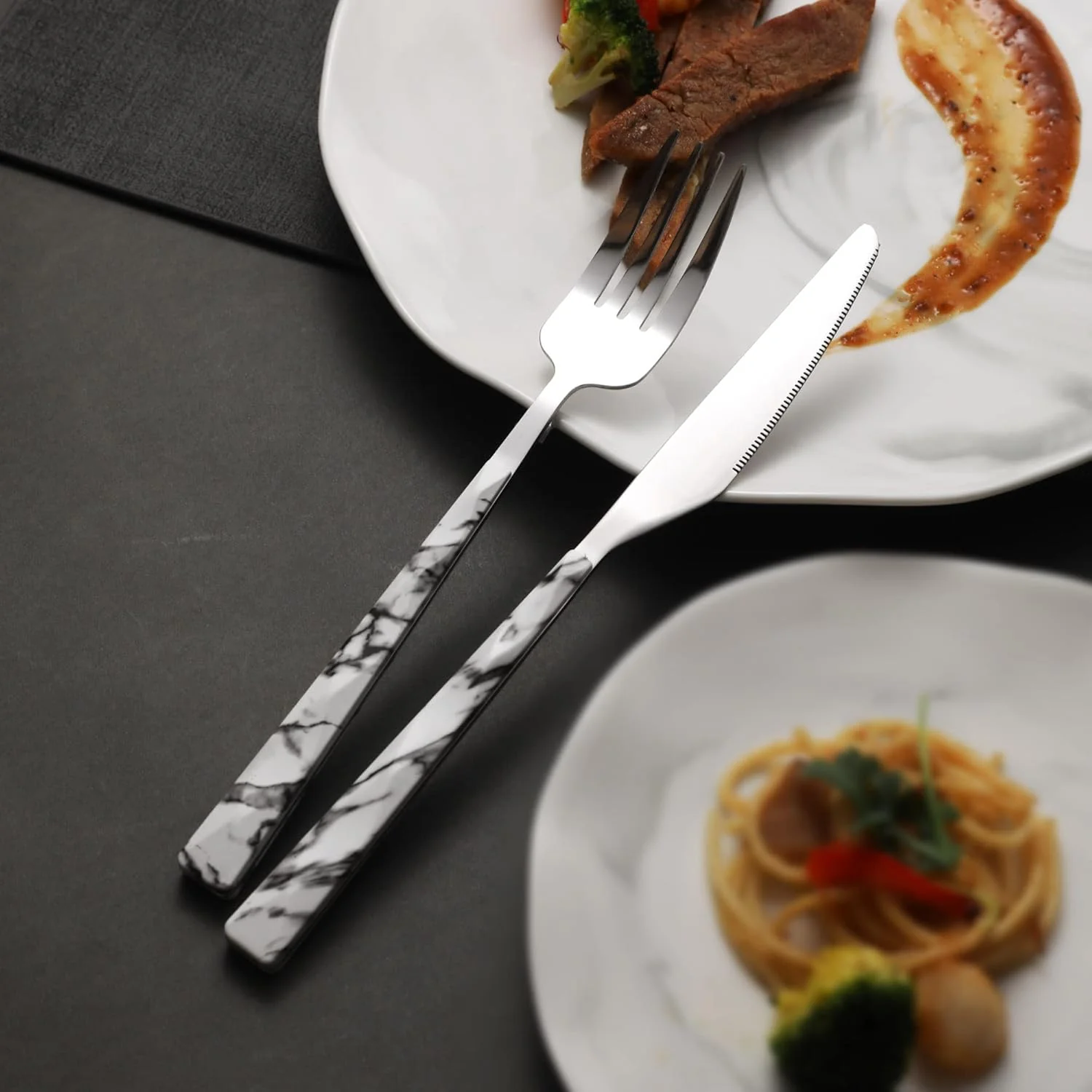 Flatware Set 20pc | Marble Handle | Modern Cutlery | Holister - Image 3
