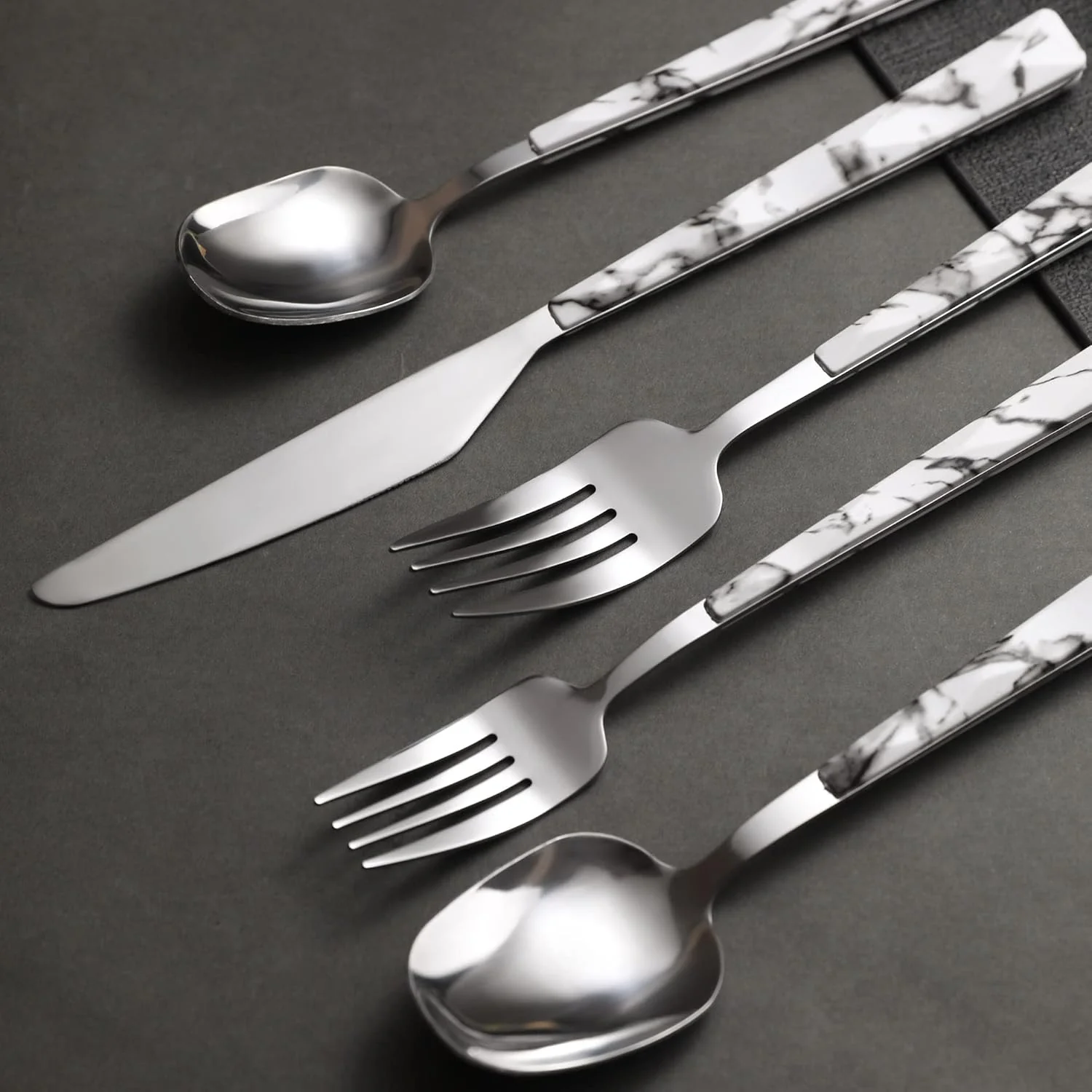 Flatware Set 20pc | Marble Handle | Modern Cutlery | Holister - Image 4