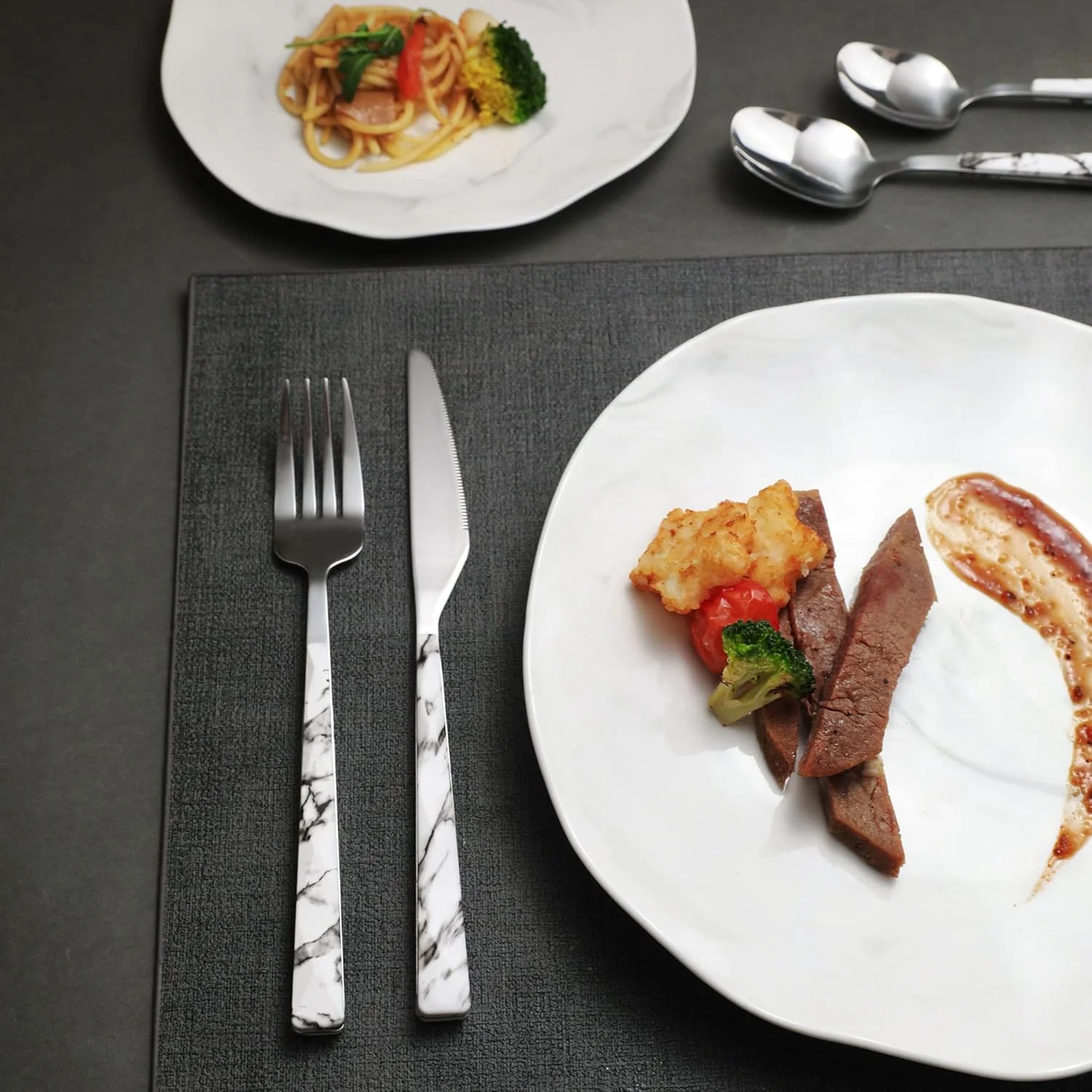 Flatware Set 20pc | Marble Handle | Modern Cutlery | Holister - Image 5