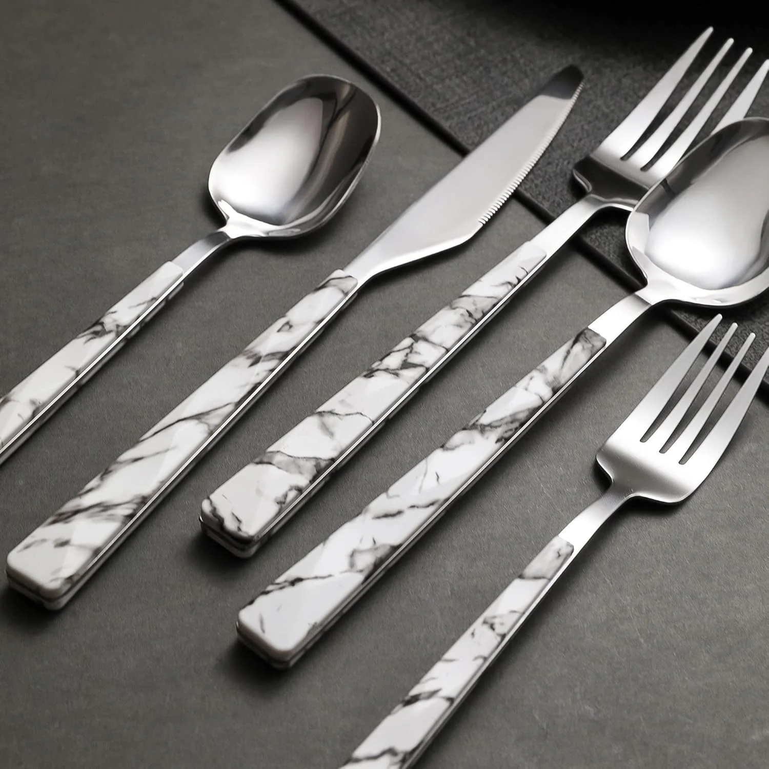 Flatware Set 20pc | Marble Handle | Modern Cutlery | Holister - Image 6