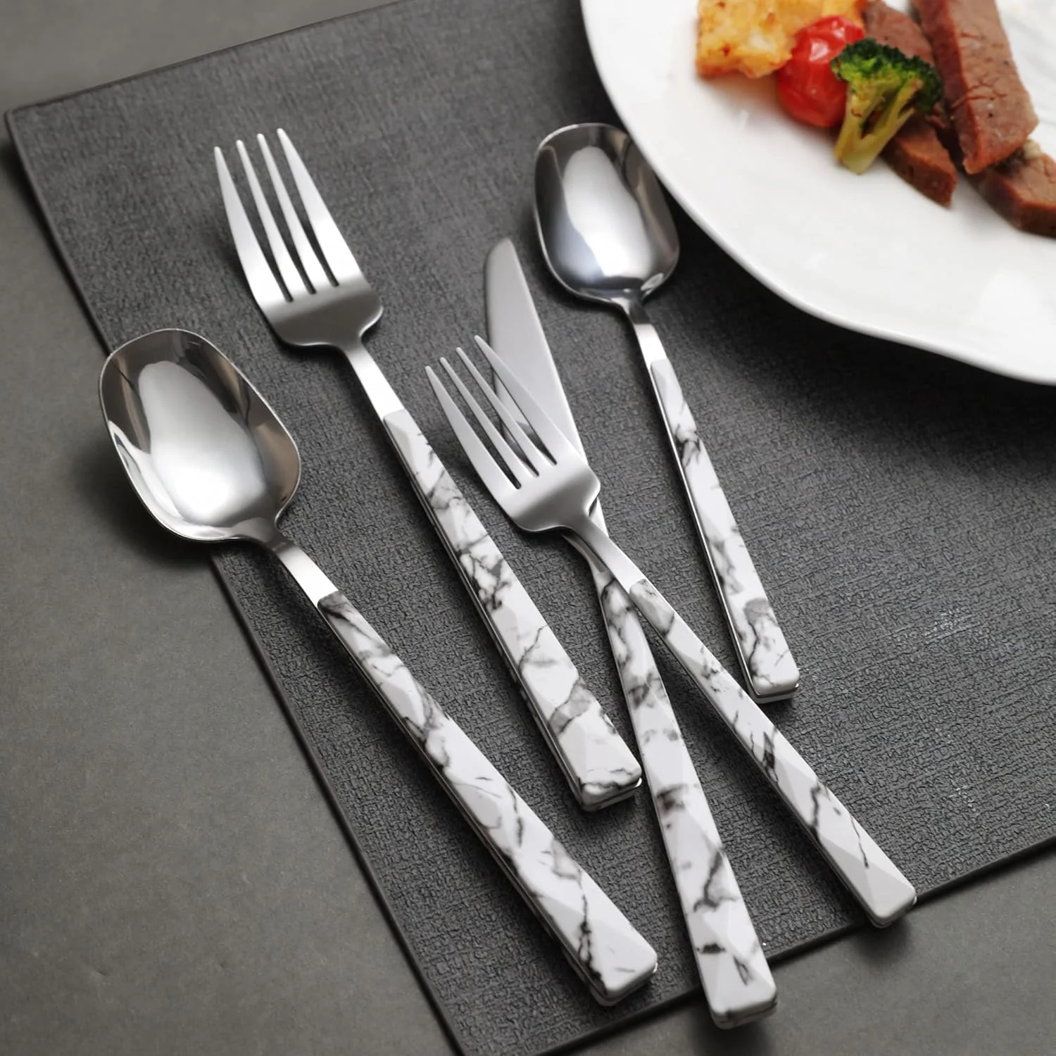 Flatware Set 20pc | Marble Handle | Modern Cutlery | Holister - Image 7