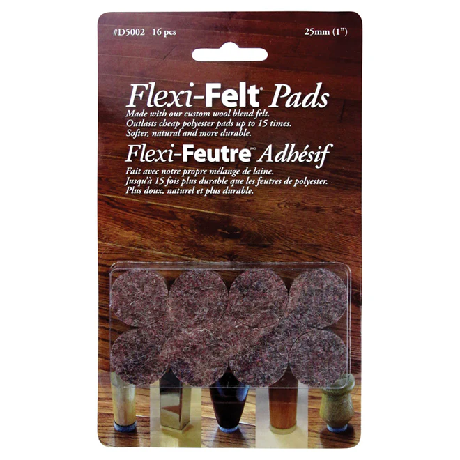 Round Felt Furniture Pads Dark (1") Flexi Felt