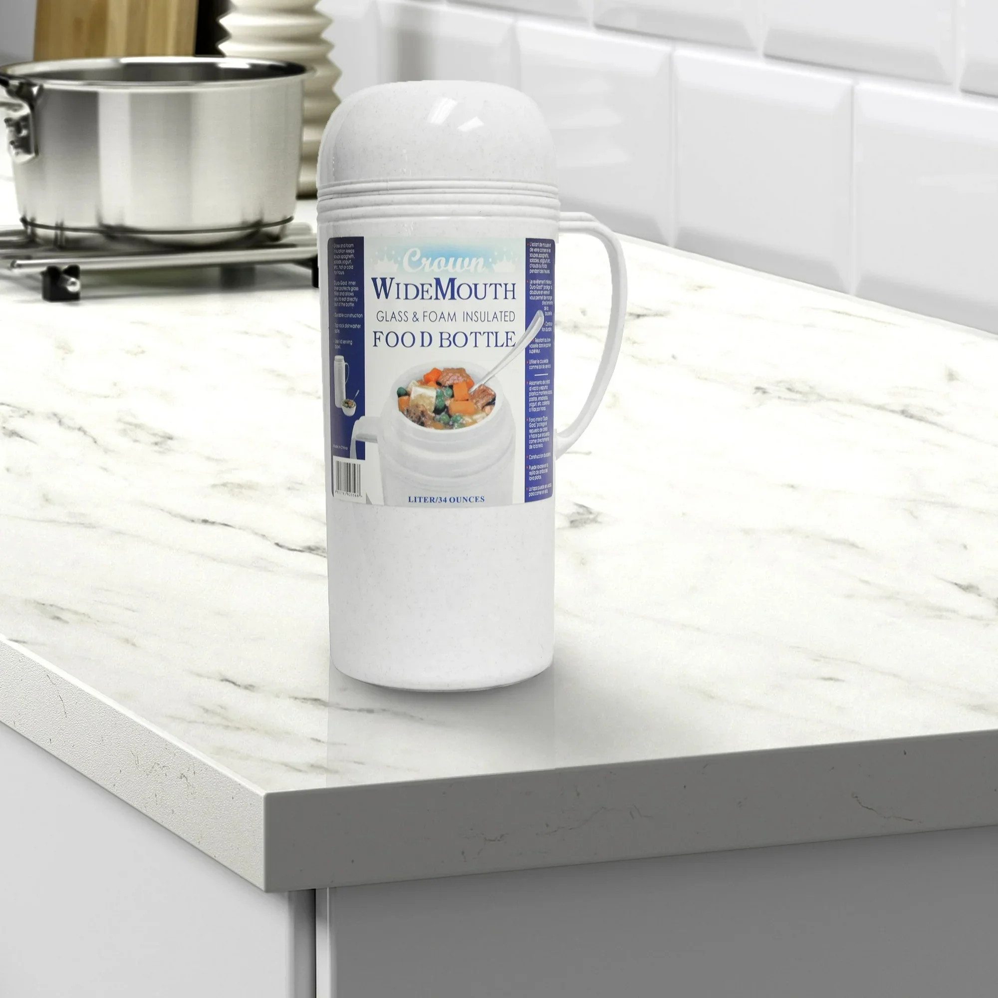 Food Jar Vacuum Insulated | 34 oz | White | Brentwood - Image 3