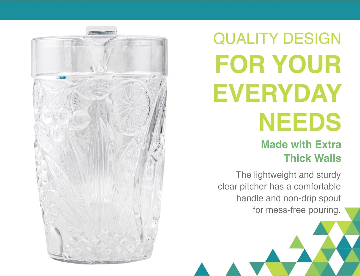Plastic Beverage Pitcher with Lid | 760z | Fruit Design | Arrow - Image 3