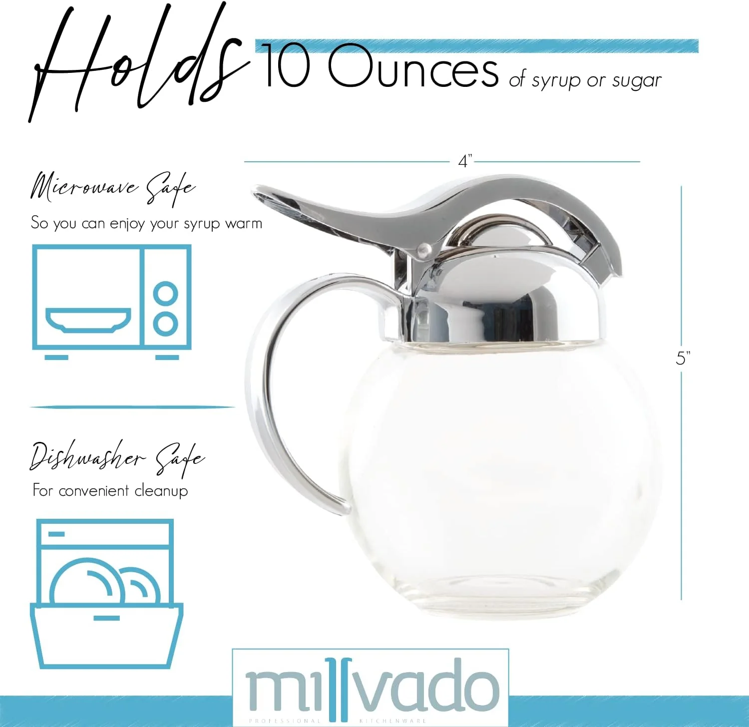 Glass Dispenser for Sugar/Syrup | 10oz | Transparent | Millvado - Image 2