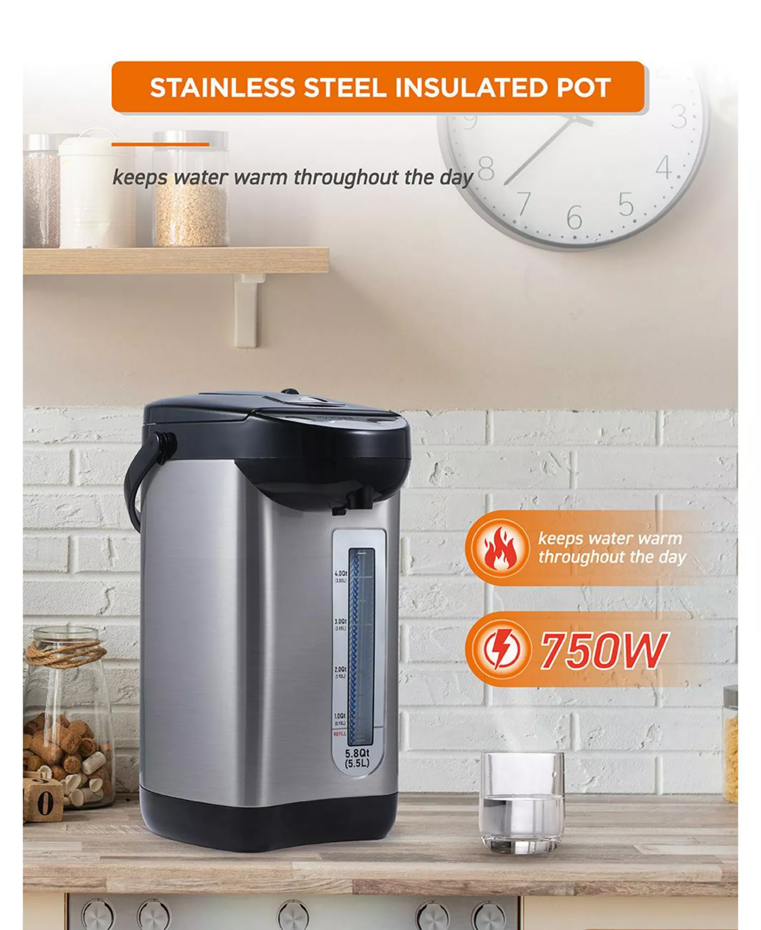 Hot Water Urn 5.8Qt Commercial Chef - Image 3