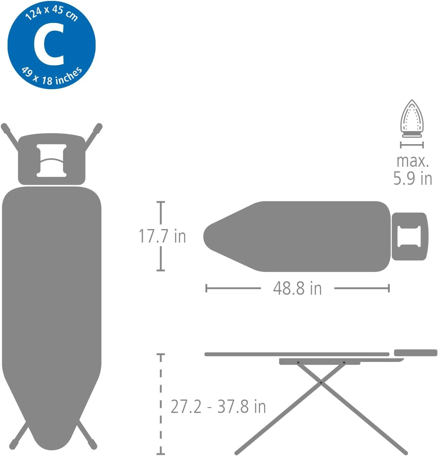 Ironing Board SSIR Size C (18" x 49") Fresh Breeze Brabantia - Image 3