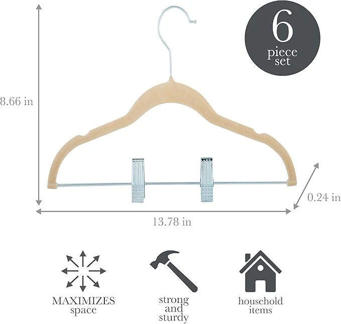 Velvet Kids Hangers Clips 6pk Ivory Simplify - Image 2