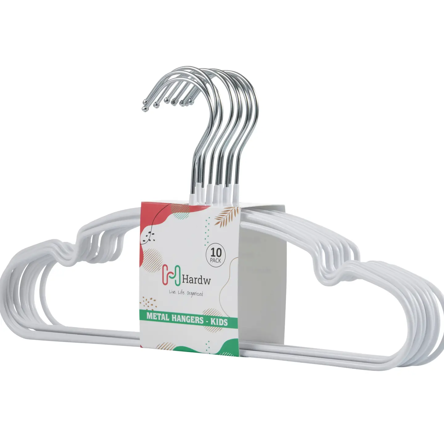 Kids White Metal Hanger PVC 10PK Hardw