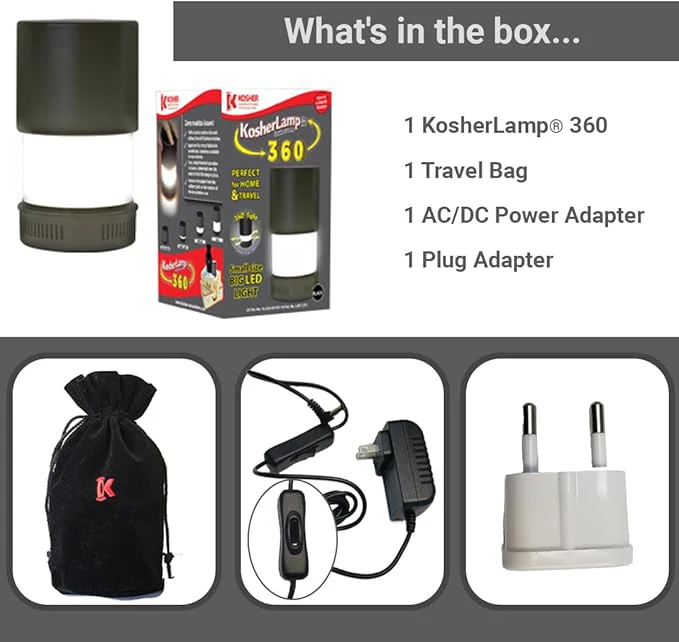 KosherLamp 360 Black | Shabbos LED Lamp for Travel - Image 4