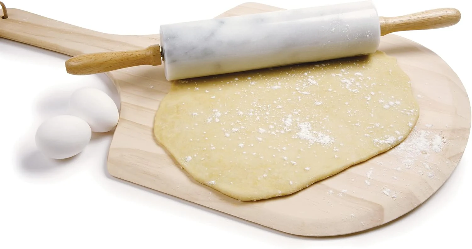 Marble Rolling Pin | 10″ Barrel | Wooden Handles & Stand | Norpro - Image 3