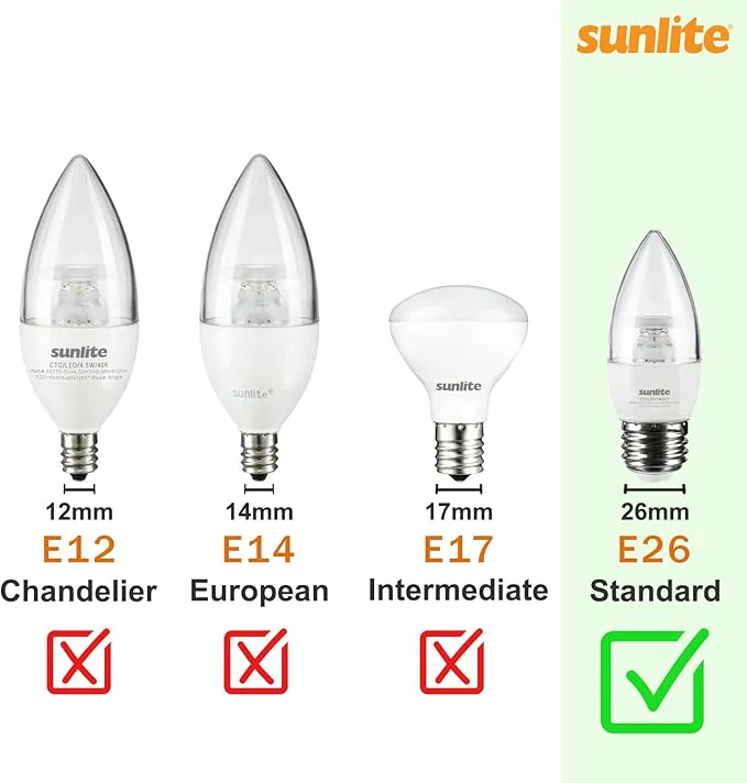 Medium Base To Candelabra Base Socket Sunlite - Image 3