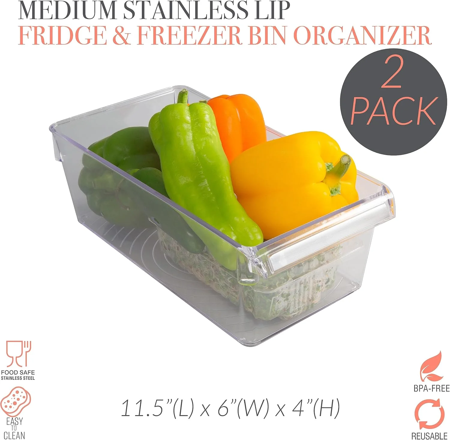 Medium Refrigerator Storage Bin 2Pk - Image 3