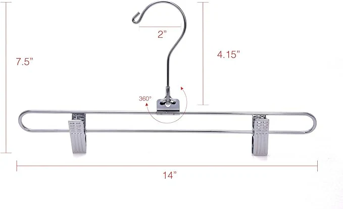 Metal Bottoms Hanger w/Clips Swivel Hook 8PK - Image 2