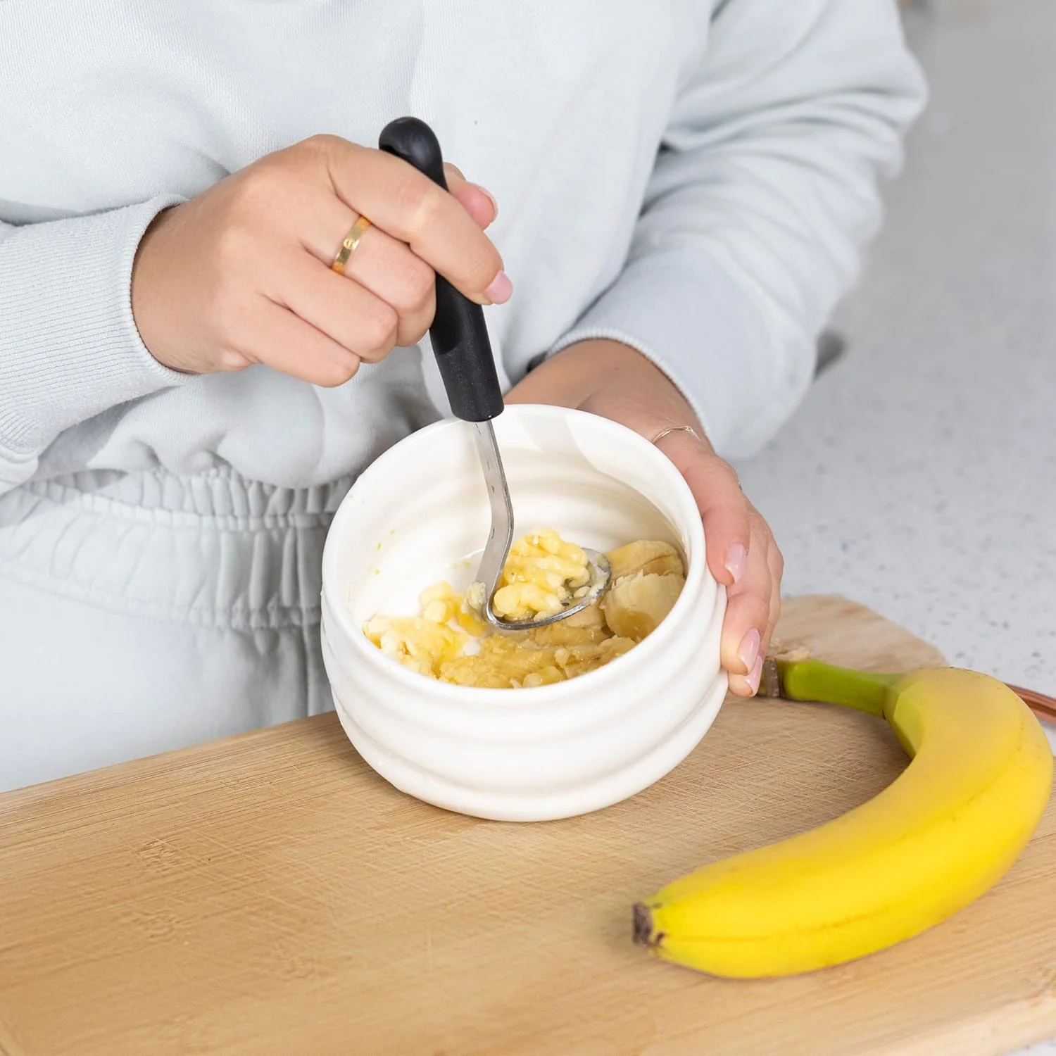 Mini Masher With Black Handle | 6 Inch | Stainless Steel | Fox Run - Image 5