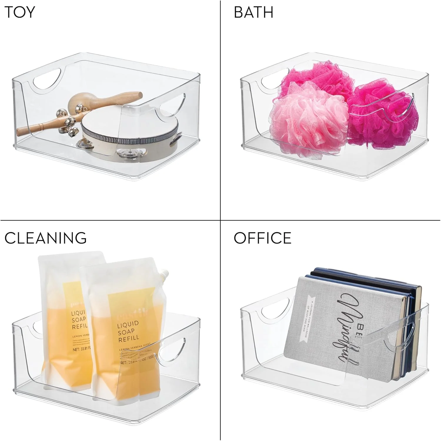 Open Front Storage Bin | Clear Bin | 8” x 10” x 5” | iDesign - Image 5