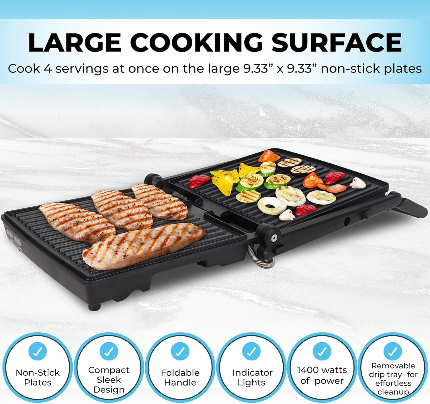 Panini Press Gourmet Sandwich Maker & Grill Courant - Image 4
