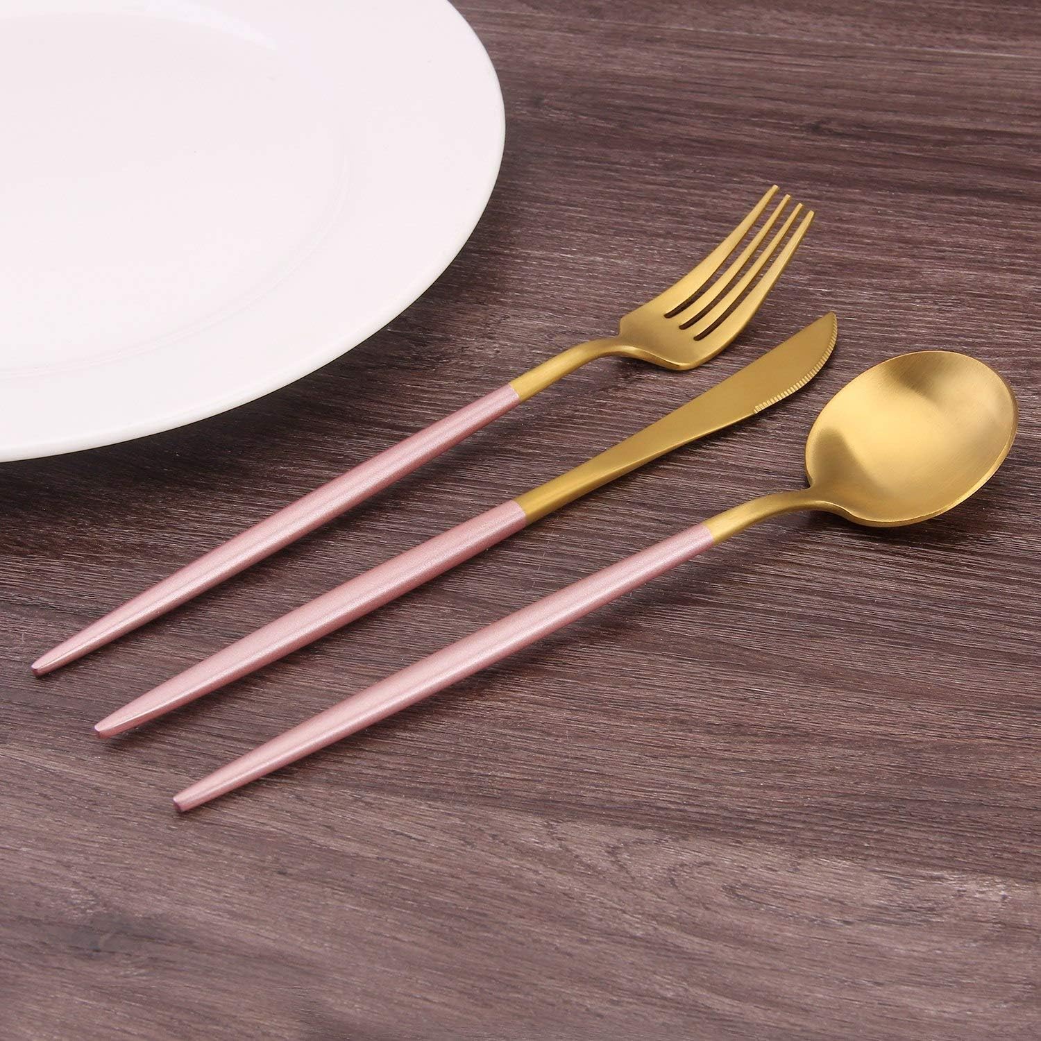 Flatware Set Pink/Gold | Designer Tableware | 20 pc | Vikko - Image 4