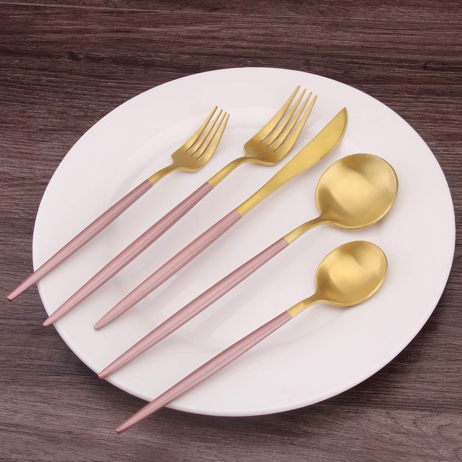 Flatware Set Pink/Gold | Designer Tableware | 20 pc | Vikko - Image 6