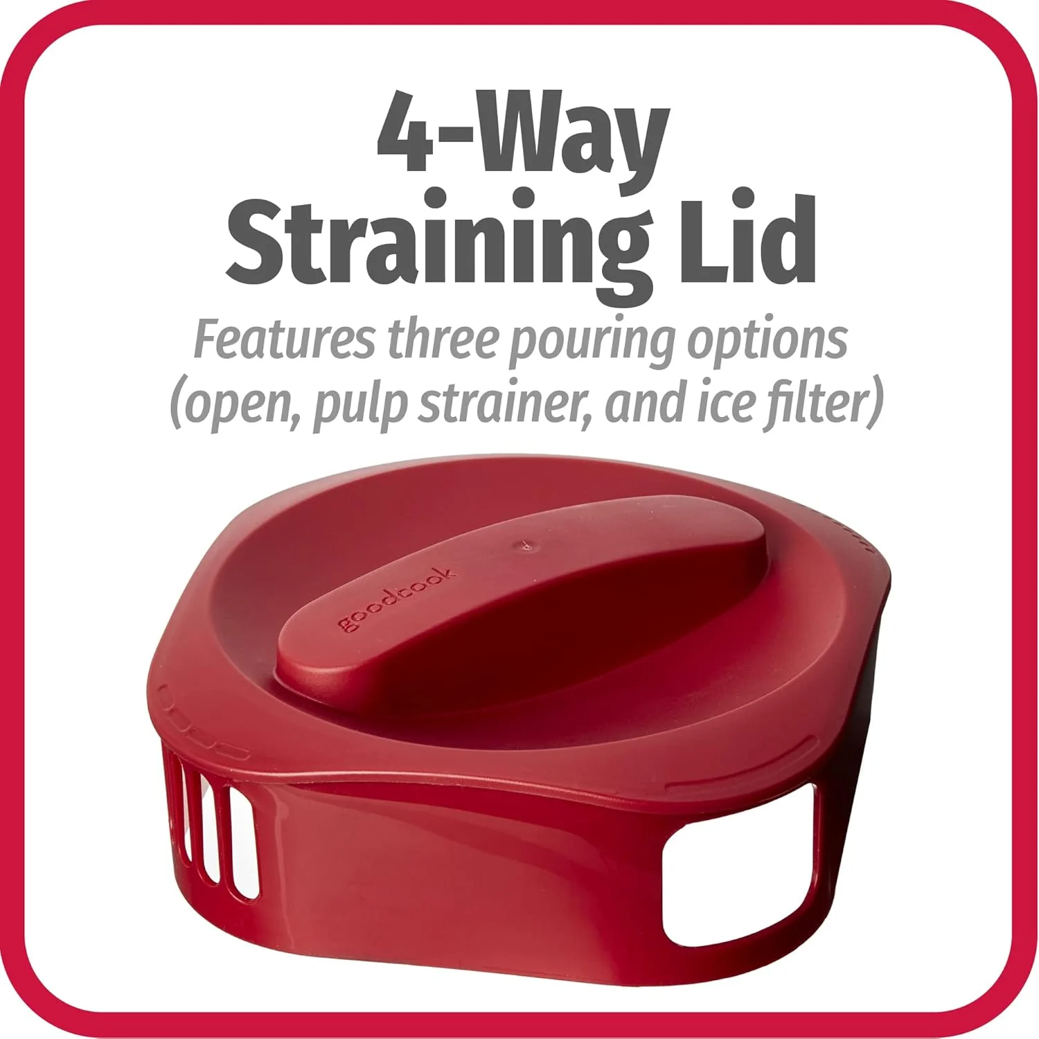 Plastic Pitcher with 4 Way Lid | 1 Gallon | Red | GoodCook - Image 5