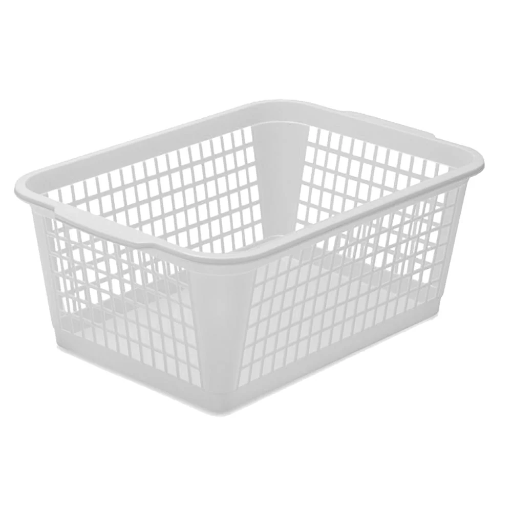 Plastic Rectangular Basket Large White YBM