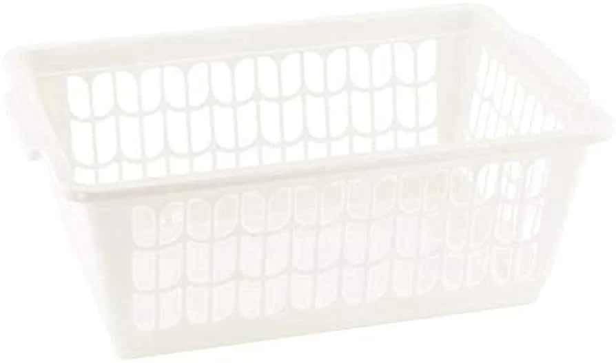 Plastic Rectangular Basket Medium White YBM