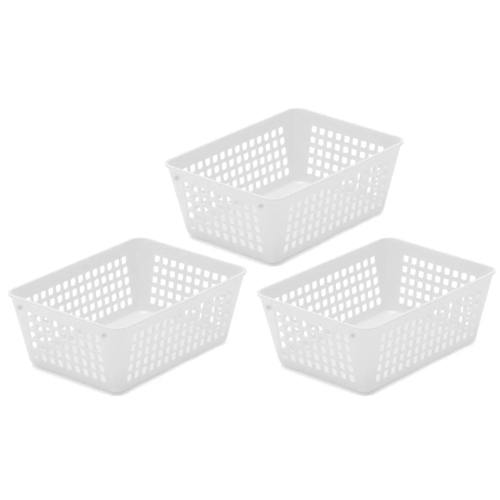 Plastic Rectangular Basket Mini Clear 3pk YBM