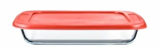 Rectangular Bake Dish 2.3QT w/Red Lid Eurostar